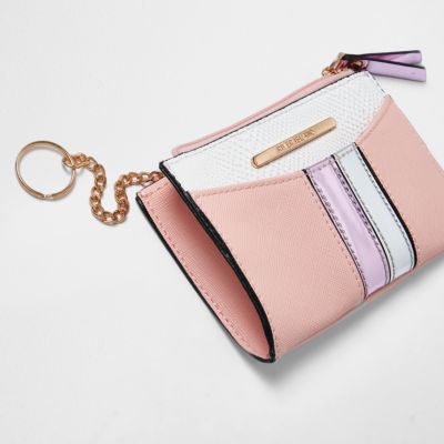 Pink front stripe mini purse